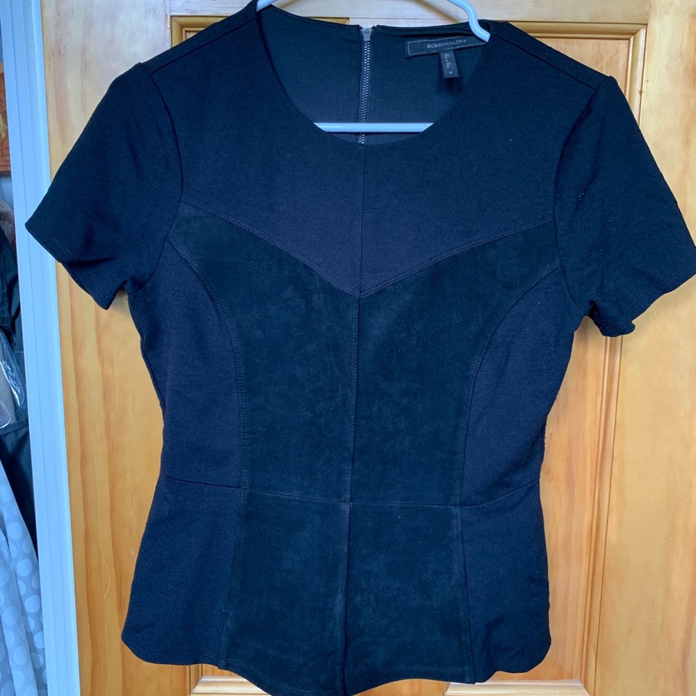 BCBG Max Azria Black Peplum Top